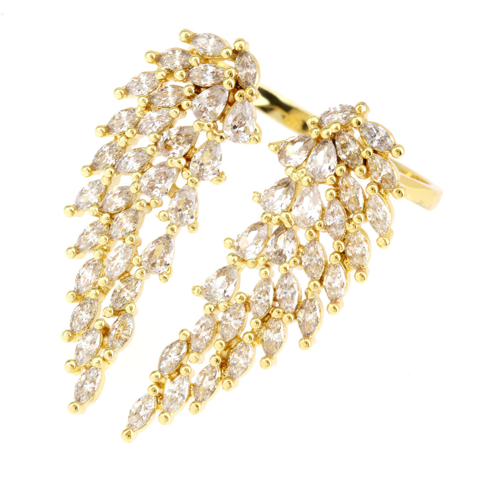 Fashion Water Droplets Eye Wings Copper Inlay Zircon Rings 1 Piece