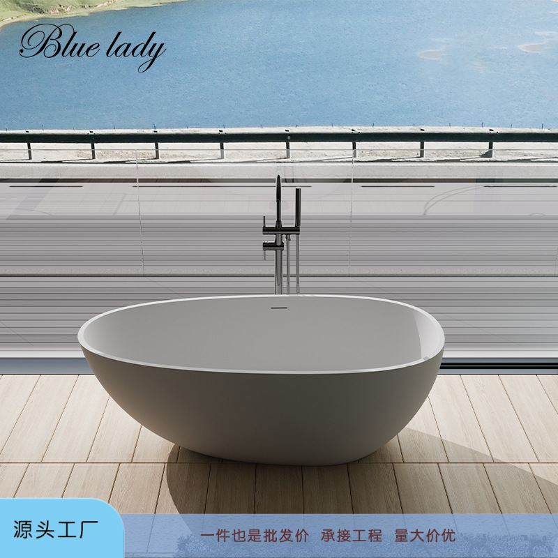 Pmma Artificial Stone Bathtub Hotel Homestay Thick-Edged Bathroom Double Freestanding Integrated Bathtub One-Piece Molding