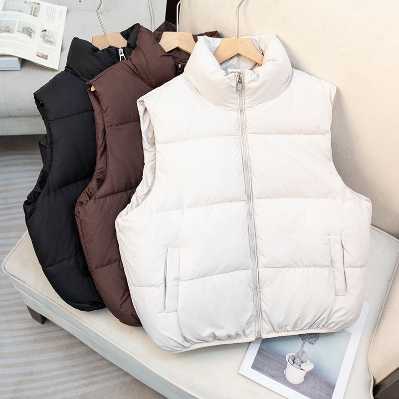 2025 nuevo chaleco encapuchado de invierno de moda universal estilo extranjero algodón delgado cortar hombro de mujer holgada coreana abrazadera de caballo de algodón image 2
