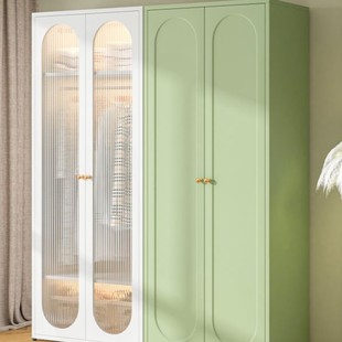 Simple Children's Wardrobe for Home Use, Light Luxury Wardrobe Storage Cabinet, Cream-Colored Wrought Iron Steel Formaldehyde-Free Bedroom Wardrobe