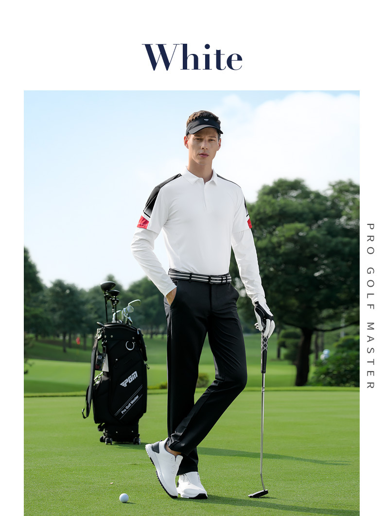 Áo polo nam dài tay golf co giãn cao, khô nhanh kháng khuẩn — YF819-Tay áo dài màu trắng [hút ẩm và khô nhanh/độ đàn hồi cao bốn mặt/nhãn nóng âm thanh nổi] chi tiết 10
