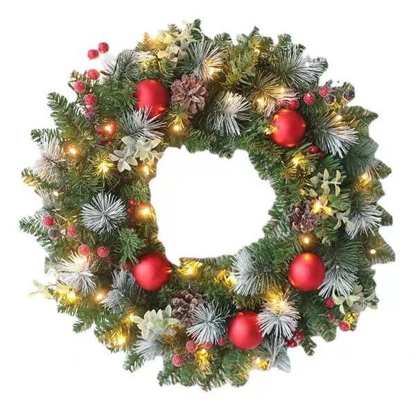 縦鴻クリスマス藤圏pvc紅果pe葉装飾花輪天然松果飾りショーウインドーホテル配置道具|undefined