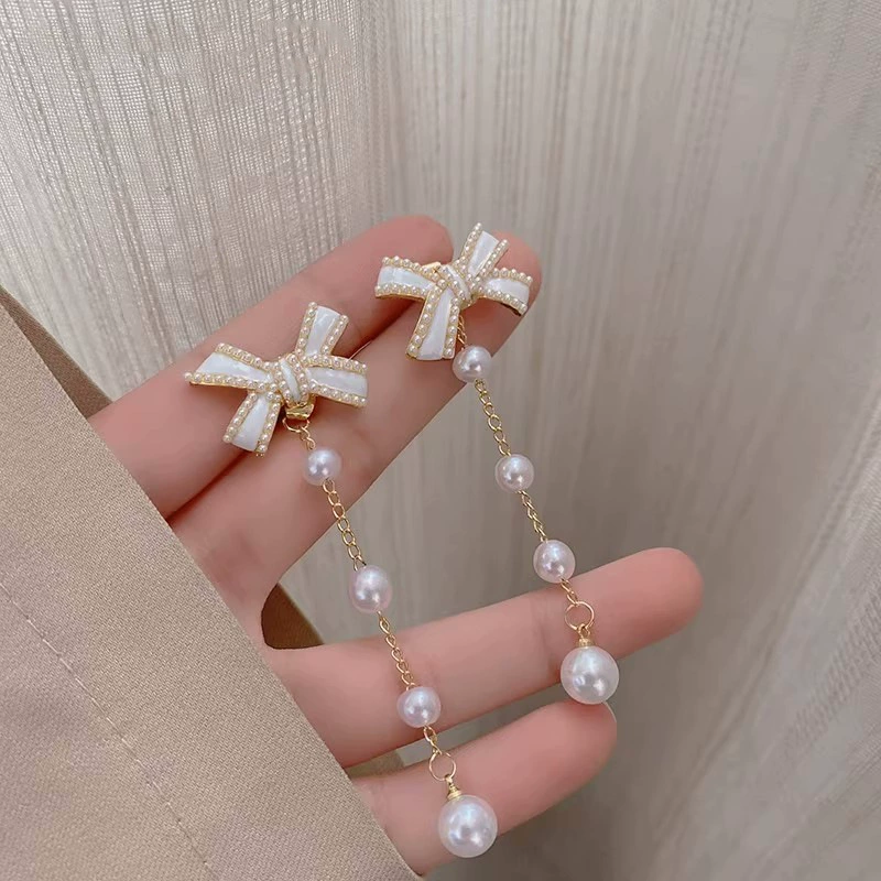 Серебряная игла, универсальные модные длинные серьги из жемчуга, серебро 925 пробы, интернет-знаменитость