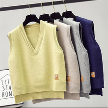 秋季潮V领针织马甲女背心宽松毛衣坎肩外搭无袖马夹百搭套衫优雅