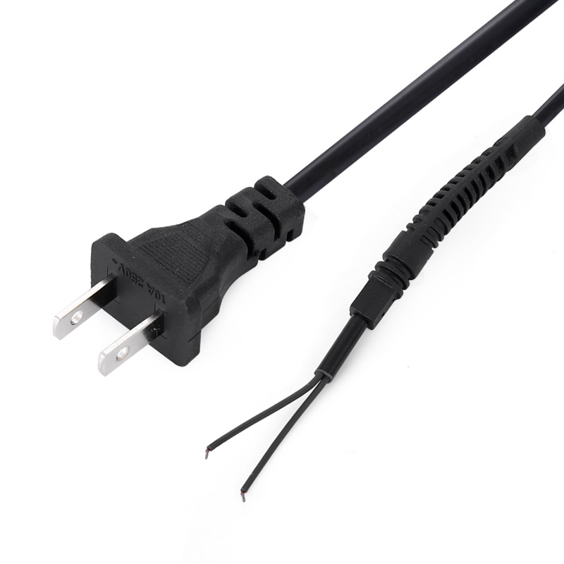 Cable de alimentación estándar estadounidense cable de alimentación estándar nacional rizador de pelo eléctrico cable de dos núcleos cable de alimentación de una sola cabeza Cable Ventas directas de la fábrica