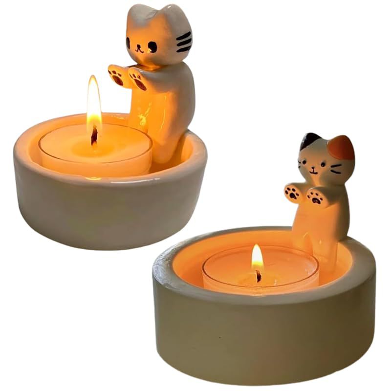 新品Cartoon Kitten Candle Holder小猫烛台装饰送给女士的礼物
