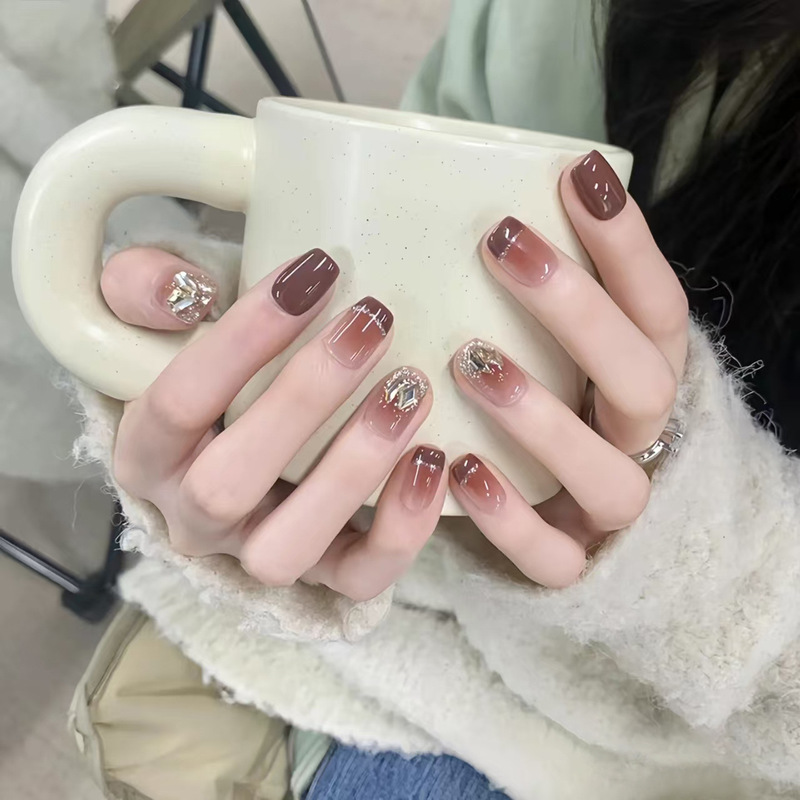 10 Pieces of Hand-worn Armor Removable Armor Wearable Fake Nail Finished Products Wholesale Advanced French Style