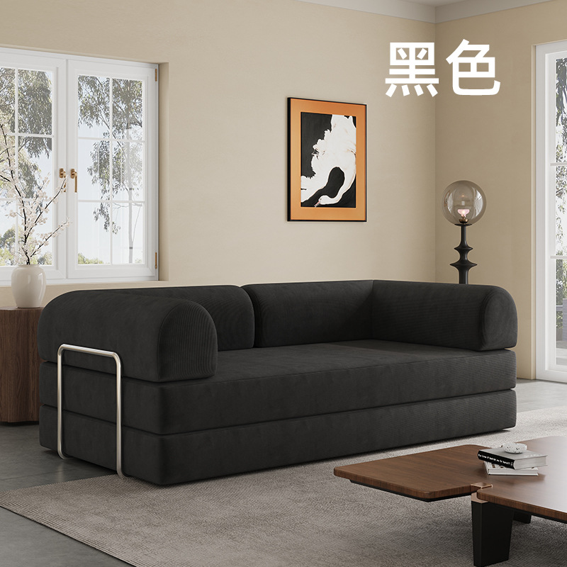 Sofá de compresión al vacío moderno retro tela de pana sala de estar apartamento pequeño sofá cama perezoso plegable simple