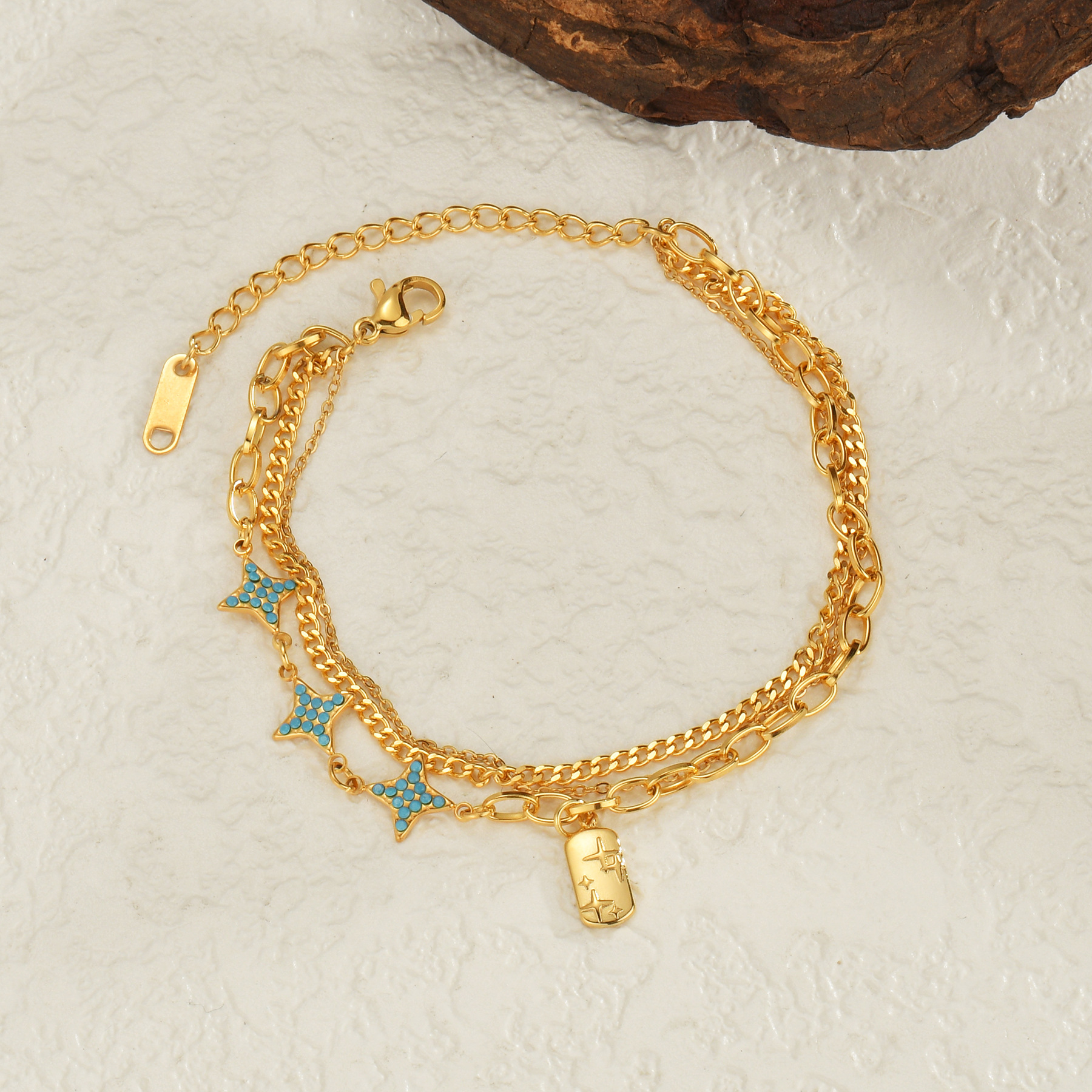 Multi-layer Geometric Bracelet For Women In Gold Plated Stainless Steel_voghion.com