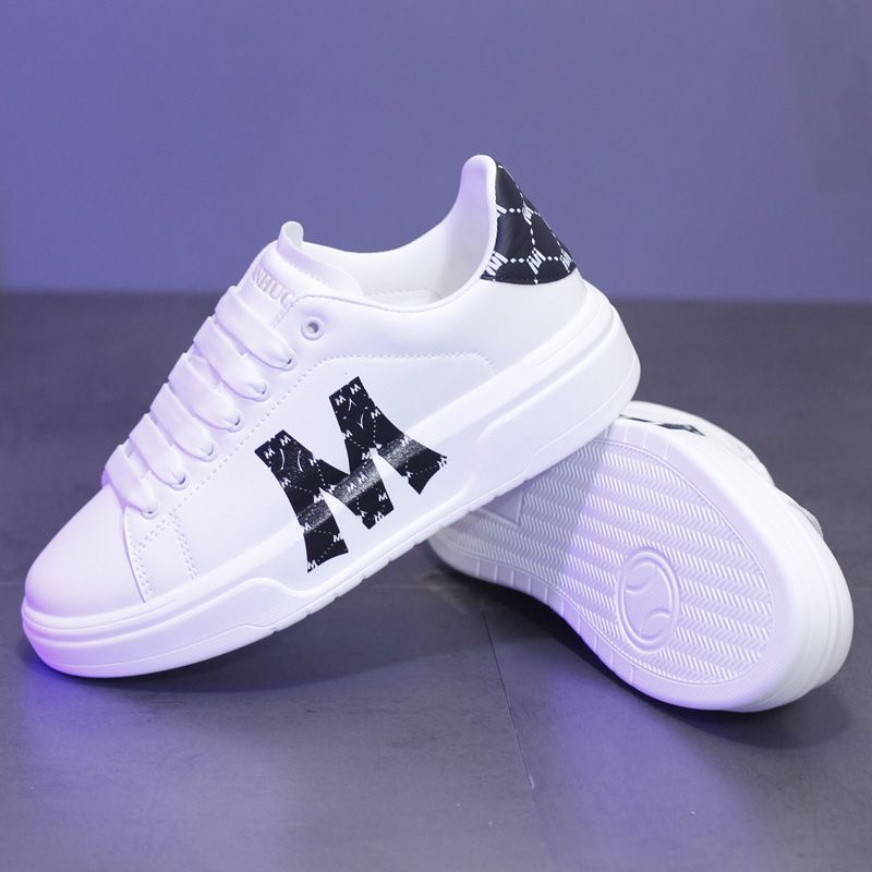 Modieuze kleine witte schoenen voor mannen en vrouwen, Koreaanse versie, trendy dikke zolen studentenschoenen, lichtgewicht en_voghion.com
