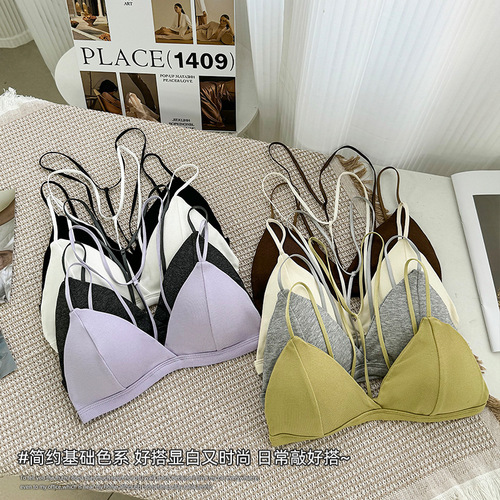Modal French Pure Desire Neckline Triangle Bralette Straps Beauty Back Bralette Women Backless Top with Pads Camisole Summer
