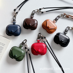 アップルairpods pro/二/三/四世代ストラップ純色レトロ皮質bluetoothイヤホン保護に適しています