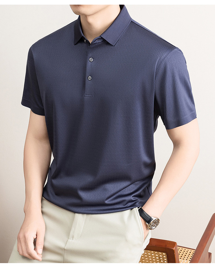 Áo polo nam tay ngắn cổ bẻ chất lụa mulberry cao cấp — Xanh lá cây nhạt8879 chi tiết 21
