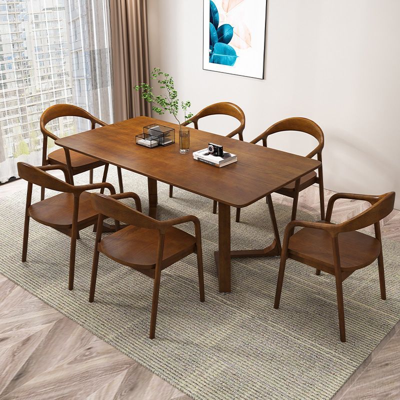 Nordic Solid Wood Dining Table for Home Use, Long Table for Multiple People, Simple Negotiation Coffee Table, Leisure Log Desk, Office Desk
