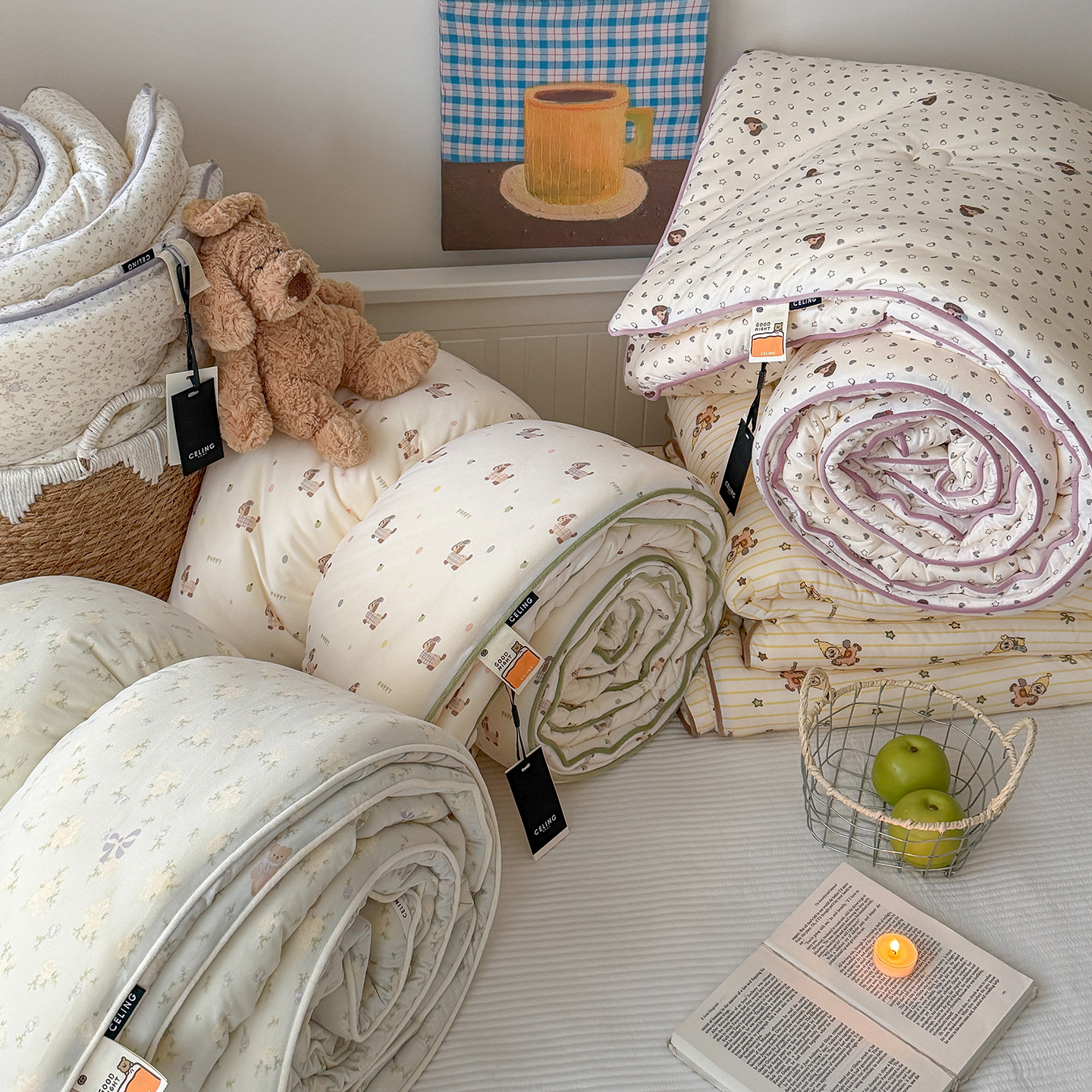 Summer Ins-Style A-Class Cloud Knit Cotton Double Quilt, Machine Washable, Soft for Sleeping Naked, Summer Cooling Quilt for Student Dormitory Single Bed