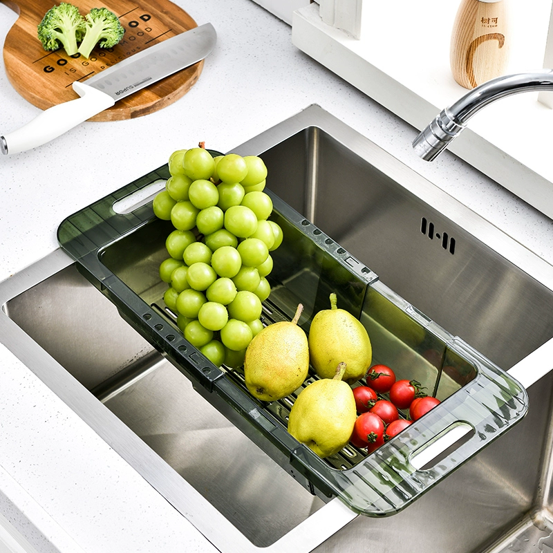 Sink storage rack Household kitchen telescopic drain basket Fruit and vegetable basket dish washing chopsticks multi-functional washing basket drain rack