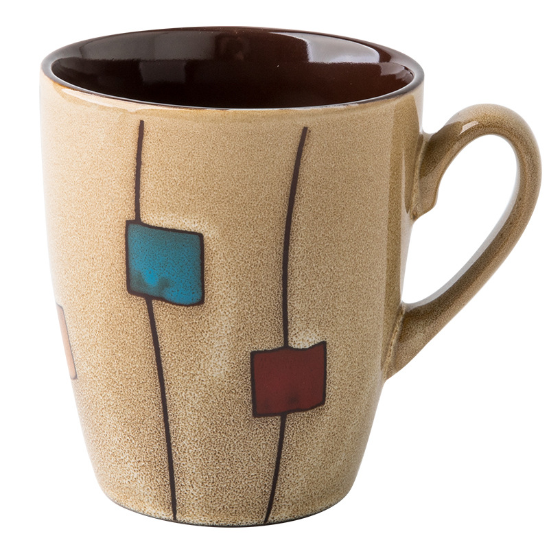 Vintage horno taza de café con tapa cuchara personalizada Taza de cerámica Oficina taza de agua regalo del hogar taza de tambor