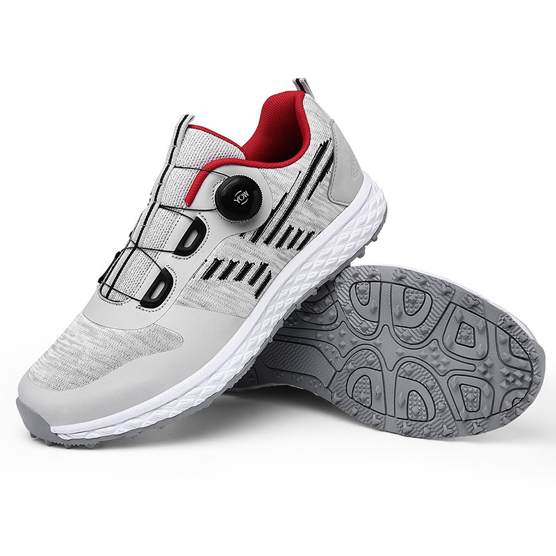 새로운 대형 플라이 짠 골프 신발 남성용 회전 버클 두꺼운 밑창 캐주얼 신발 남성용 유행 신발 패션 운동화