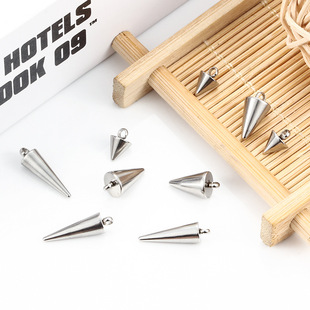 Stainless Steel Pointed Cone Pendant Stereo Tapered Pendant Non-Fading Necklace Bracelet DIY Earrings Jewelry Accessories in Stock