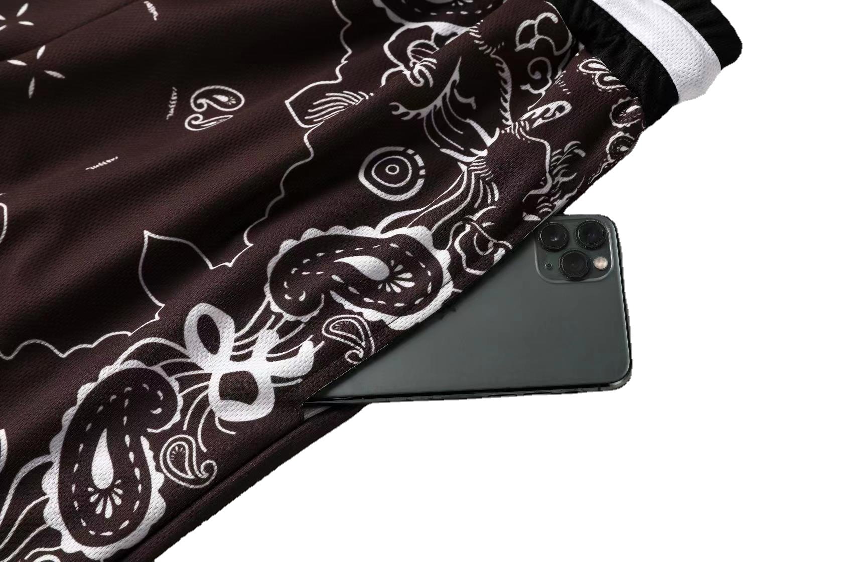 Marca de moda americana de verano Pantalones cortos de baloncesto de secado rápido Pantalones deportivos casuales anacardo flor quinto pantalones fitness pantalones cortos deportivos hombres