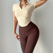 polo领运动上衣春夏显瘦健身紧身休闲跑步女修身速干衣短袖瑜伽服