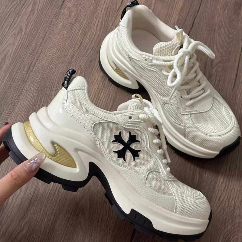 Cross Thick-Soled Silver Summer Dad Shoes for Women 2025 New Height-Increasing Versatile Popular Shoes Breathable Sports Shoes Cross Thick-Soled Silver Summer Dad Shoes for Women 2025 New Height-Increasing Versatile Popular Shoes Breathable Sports Shoes