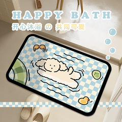 卡通硅藻泥風格浴室吸水地墊衛生間門口防滑腳墊易打理地毯門墊
