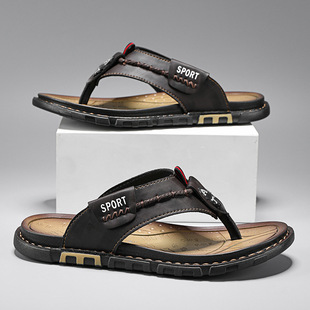 Cross-border summer plus size 46 flip-flops men's clip-on open-toe breathable Korean beach shoes home slippers manufacturers