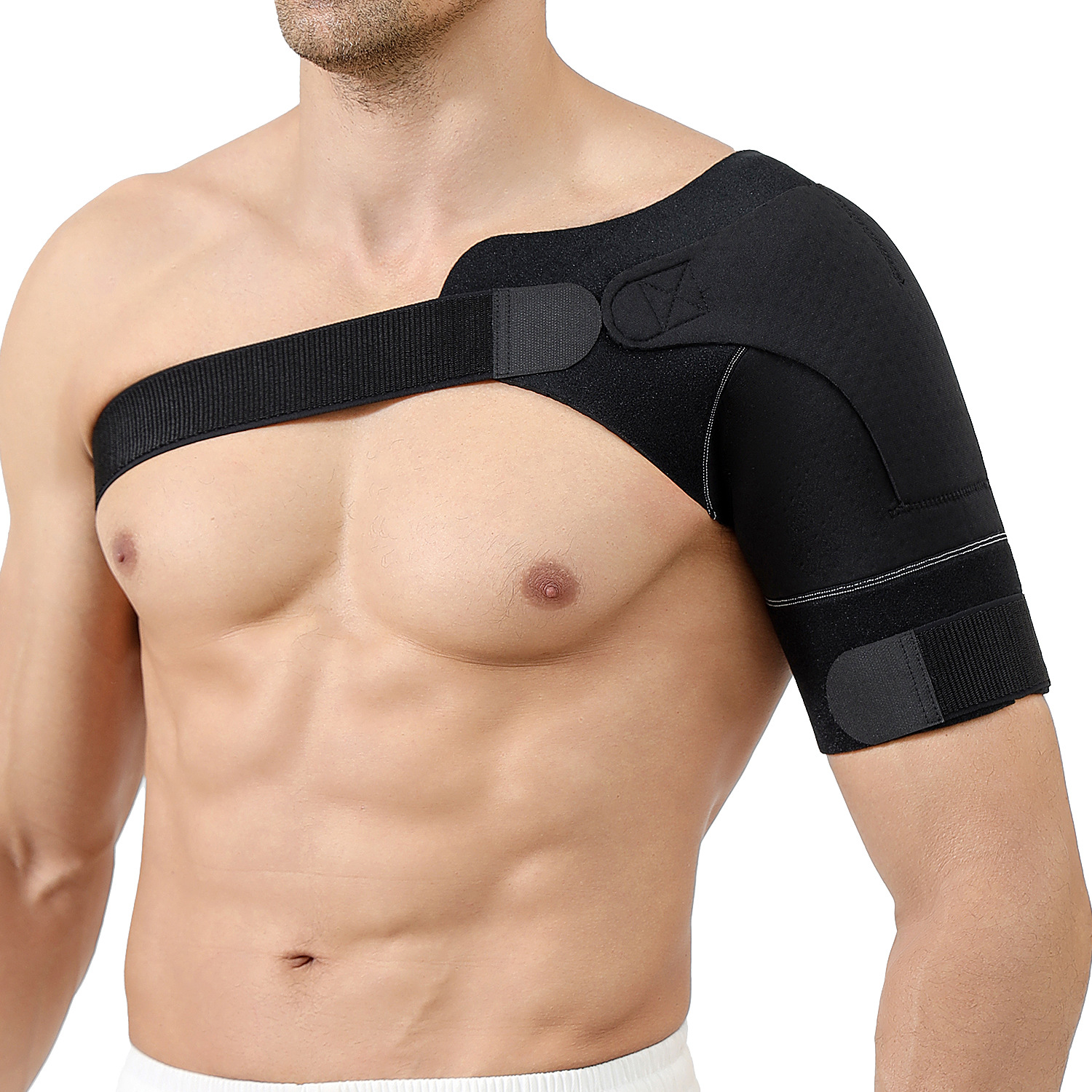 Protector de hombro deportivo ajustable para hombres y mujeres de levantamiento de pesas barra de fitness baloncesto bádminton anti-dislocación fija protector de hombro