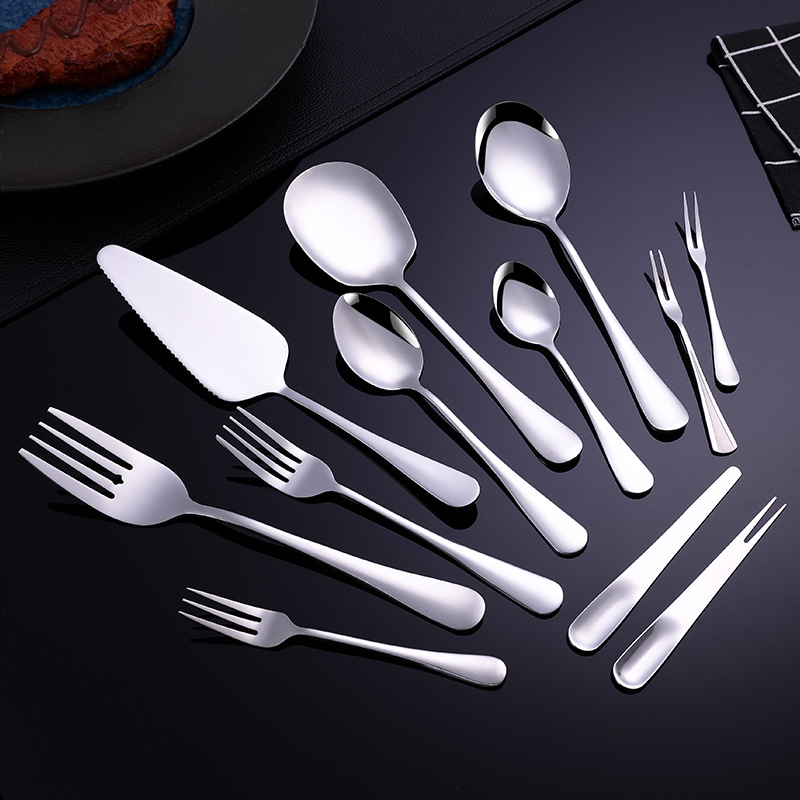 Partes públicas de acero inoxidable cuchara de servicio tenedor vajilla creativa postre cuchara de café para hornear pastel pala Tenedor de fruta cuchara de doble propósito