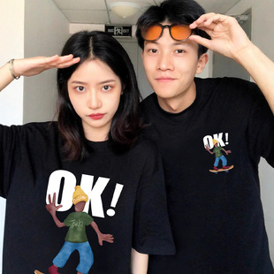 Summer Pure Cotton Short-Sleeved T-Shirt Couple Wear Lazy Style Loose Niche Design Tops for Men and Women Student Trendy Class Uniforms