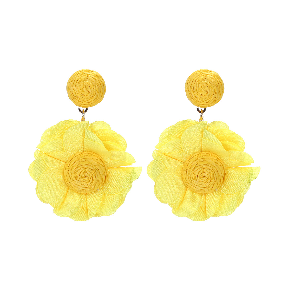 Elegant Sweet Flower Cloth Raffia Women's Drop Earrings 1 Pair display picture 20