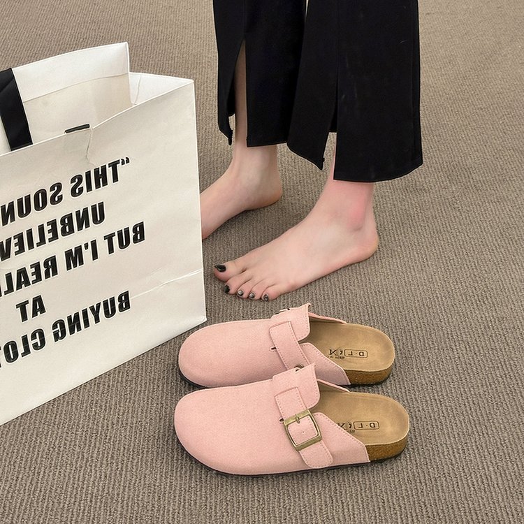 2.5CM丑萌软木一脚蹬博肯半拖鞋女2025秋季新款复古包头拖鞋批发|undefined