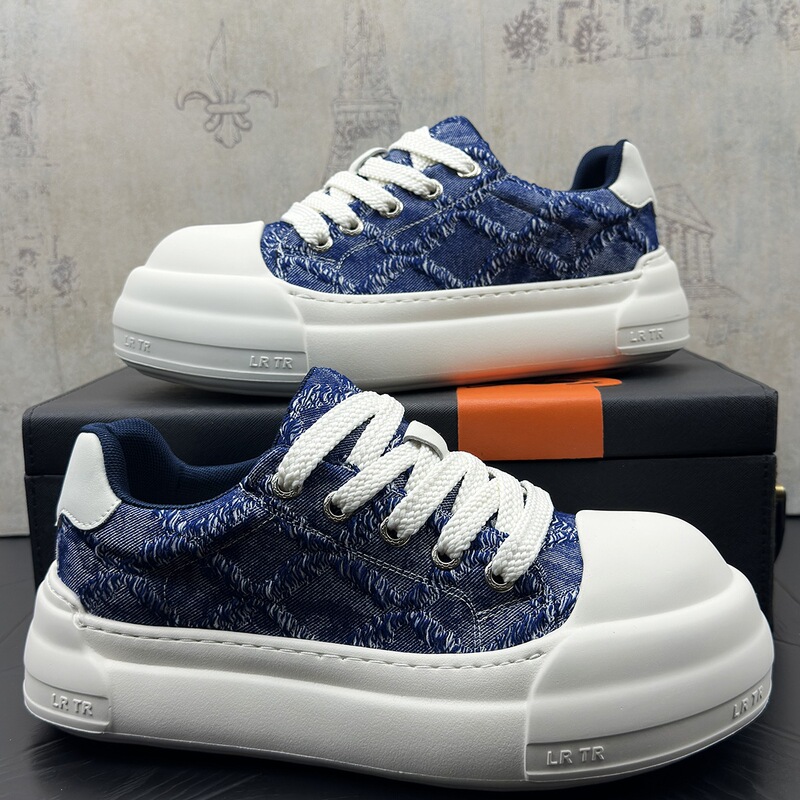 Washed Denim Shoes 2026 New Summer Breathable High-End White Sneakers Super Popular Thick-Soled Casual Sports Sneakers Washed Denim Shoes 2026 New Summer Breathable High-End White Sneakers Super Popular Thick-Soled Casual Sports Sneakers