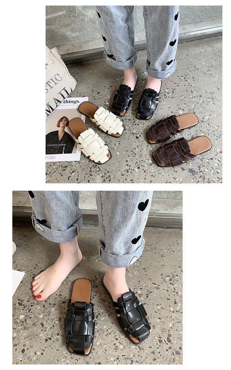 Women Slippers Sandals Indoor Travel Leather Synthetic Non-Slip Slides_voghion.com