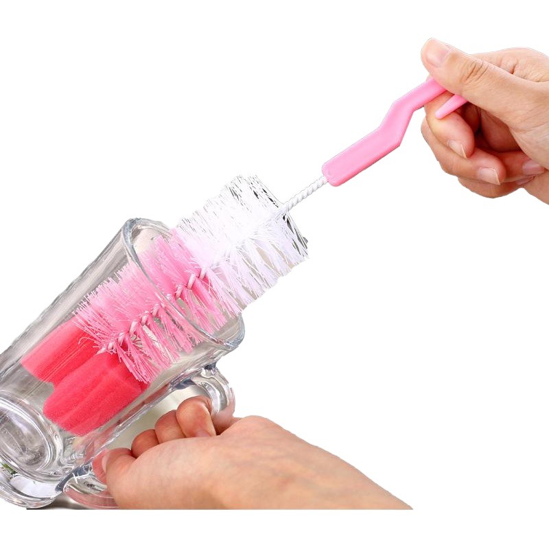 Cepillo de botella de leche de mango largo para el hogar cepillo de esponja de lana fina cepillo de limpieza de vidrio Cepillo giratorio de 360 grados al por mayor