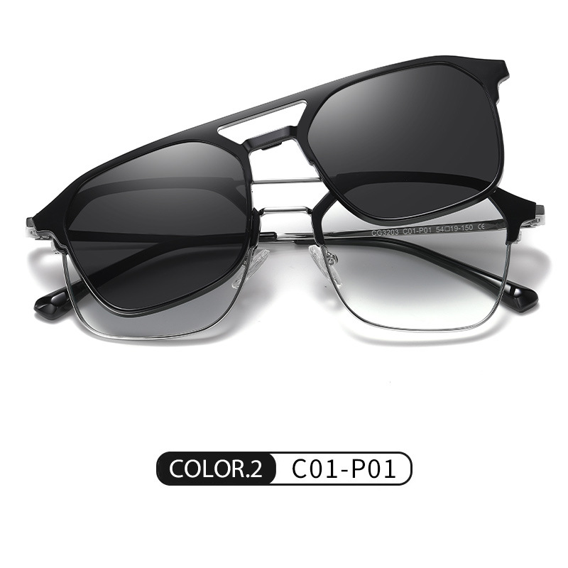 Las nuevas gafas de sol polarizadas magnéticas CG3203 se pueden equipar con gafas anti-luz azul de miopía, gafas de sol de montura cuadrada de doble viga de moda