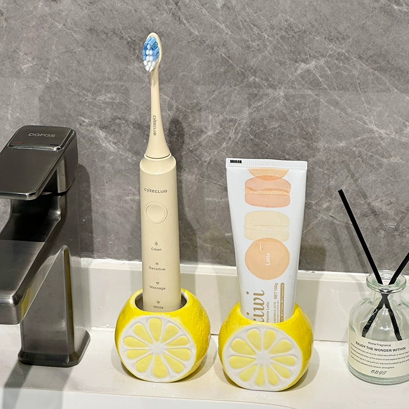 Полка для электрической зубной щетки с лимоном, стеллаж для хранения зубной пасты, стеллаж для умывальника, полка, базовый кронштейн, милый керамический