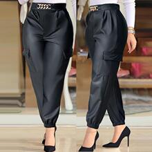 E 38520 Black Metal Waist Cargo Pants ��ɫ����������װ��