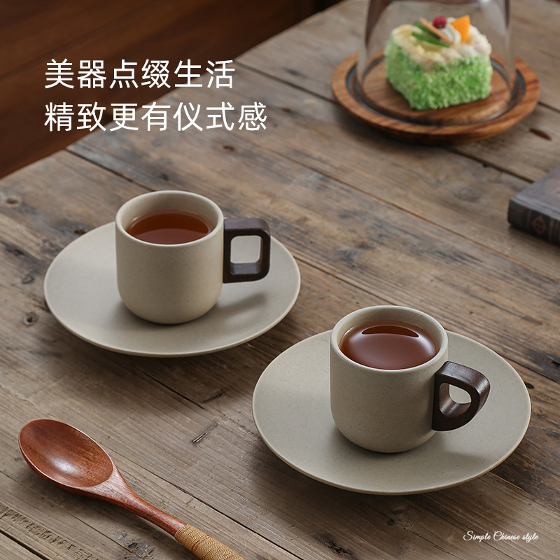 Taza de café espresso de cerámica gruesa de arcilla para el hogar chino Taza de agua de cerámica de latte pequeña y exquisita Diseño retro de nicho