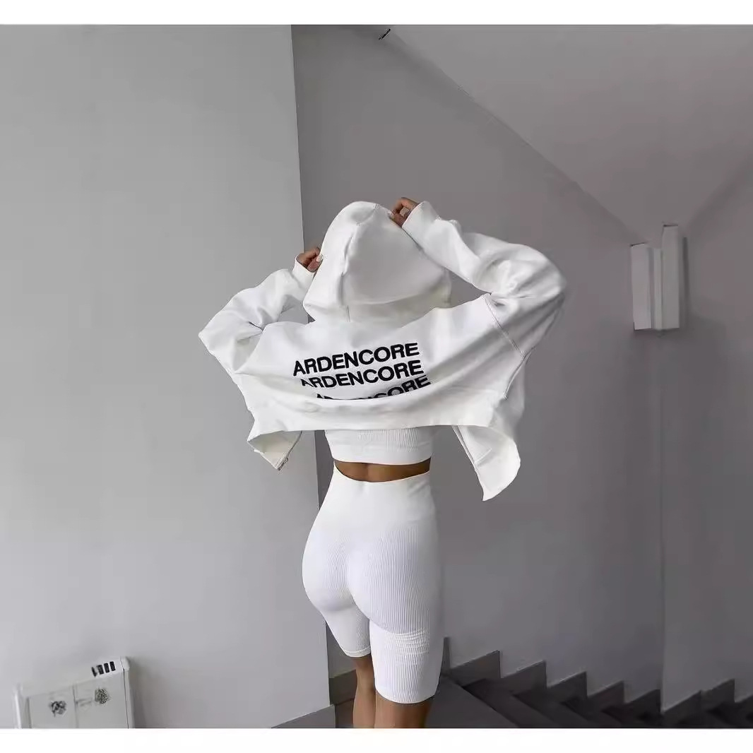 Felpa corta con cappuccio e cerniera, calda e alla moda, autunno inverno 2024, nuova, versatile, ampia, per ragazza calda_voghion.com