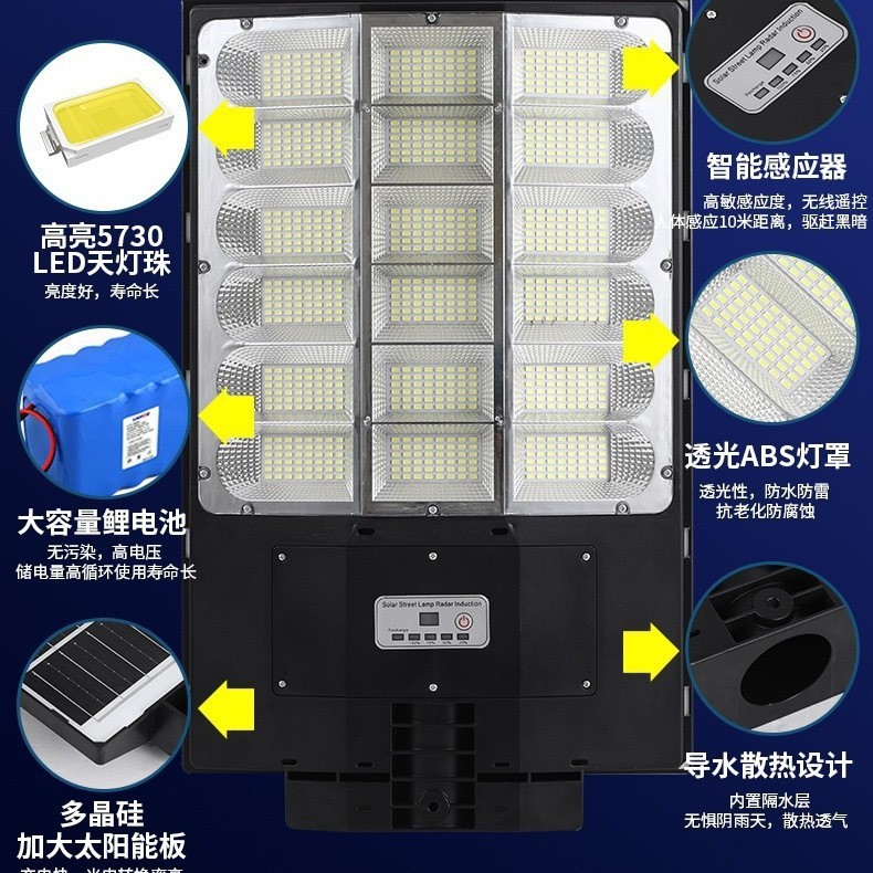 源头厂家多面发光一体太阳能灯户外防水庭院壁灯智能遥控感应路灯|undefined