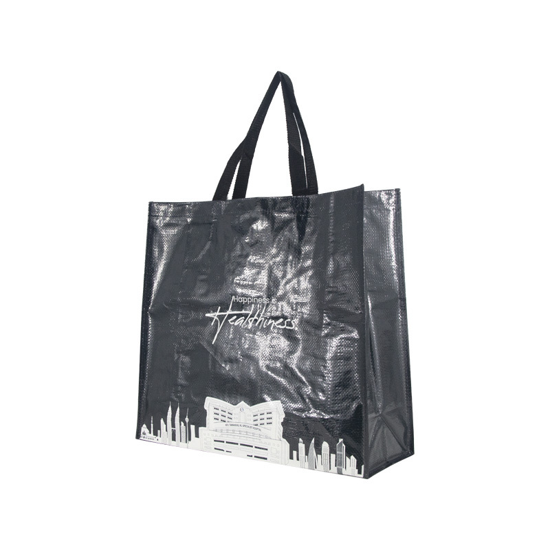 黑色手提编织袋定 制logo复合印刷承重力强耐用社区宣传袋礼品袋