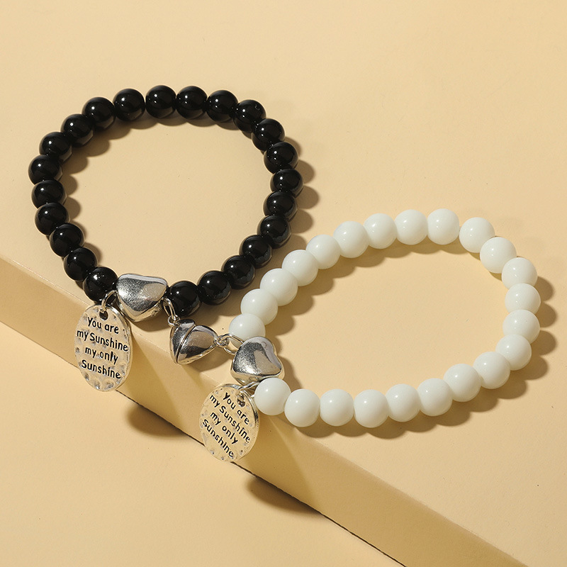 Simple Style Letter natural stone Bracelets Beaded 2 Pieces