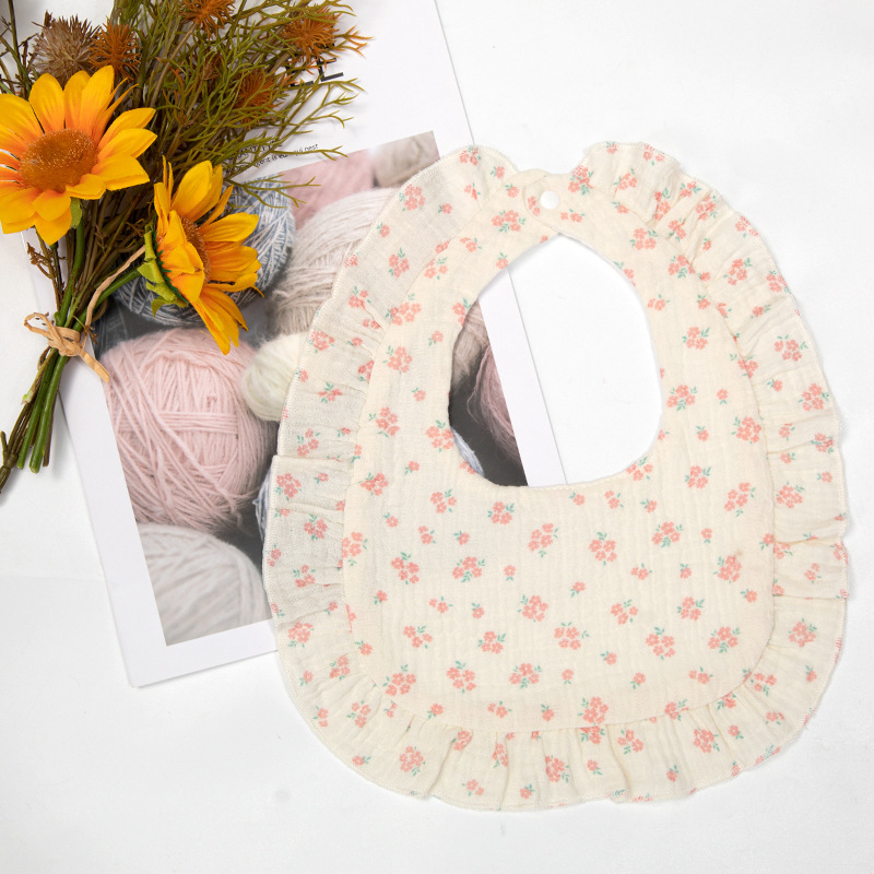 Toalla de saliva para bebé Verano A antibacteriano y agradable para la piel 40 piezas de gasa de algodón puro babero de encaje en forma de U para hombres y mujeres babero para bebés