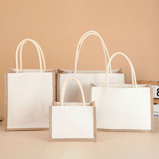 Customized Linen Bags for Students, Hand-Painted Large Capacity Jute Bags, Blank Shopping Bags, Gift Storage Bags, Custom-Made Burlap Bags