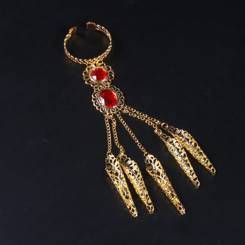 Accessori per costumi da spettacolo indiani, braccialetto etnico di danza del ventre dello Xinjiang, braccialetto con set di unghie Guanyin a mille mani_voghion.com