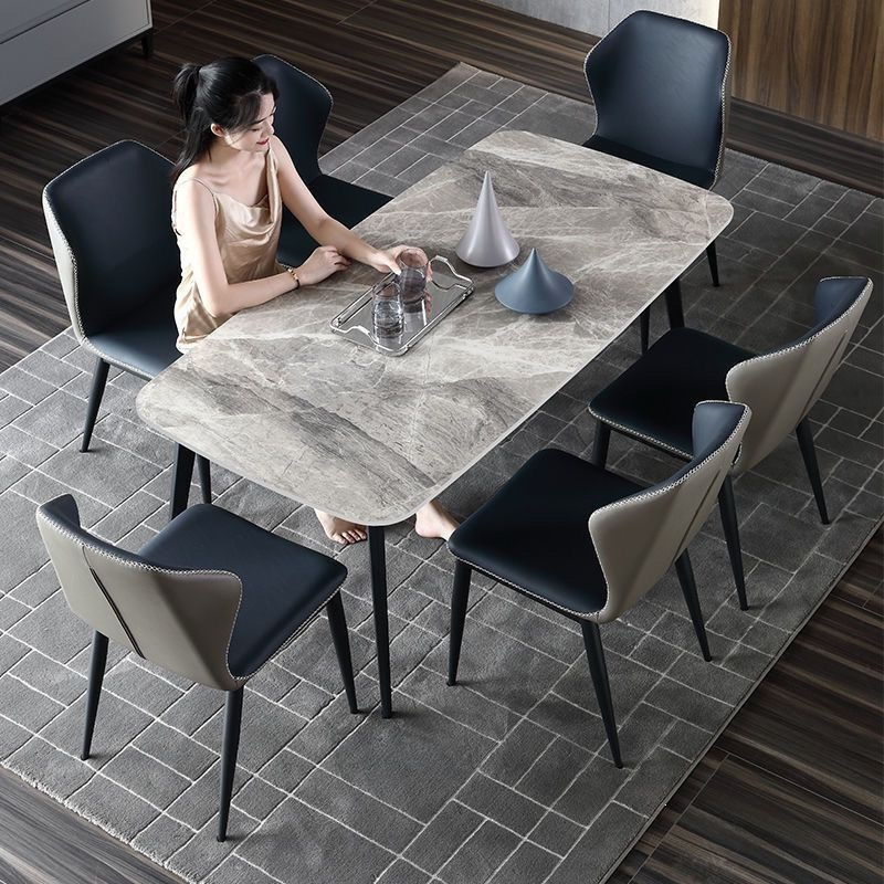 Slate Dining Table for Home Use, Suitable for Small Apartments, Modern Minimalist Light Luxury Rectangular High-End Glossy Dining Table and Chair Set Slate Dining Table for Home Use, Suitable for Small Apartments, Modern Minimalist Light Luxury Rectangular High-End Glossy Dining Table and Chair Set