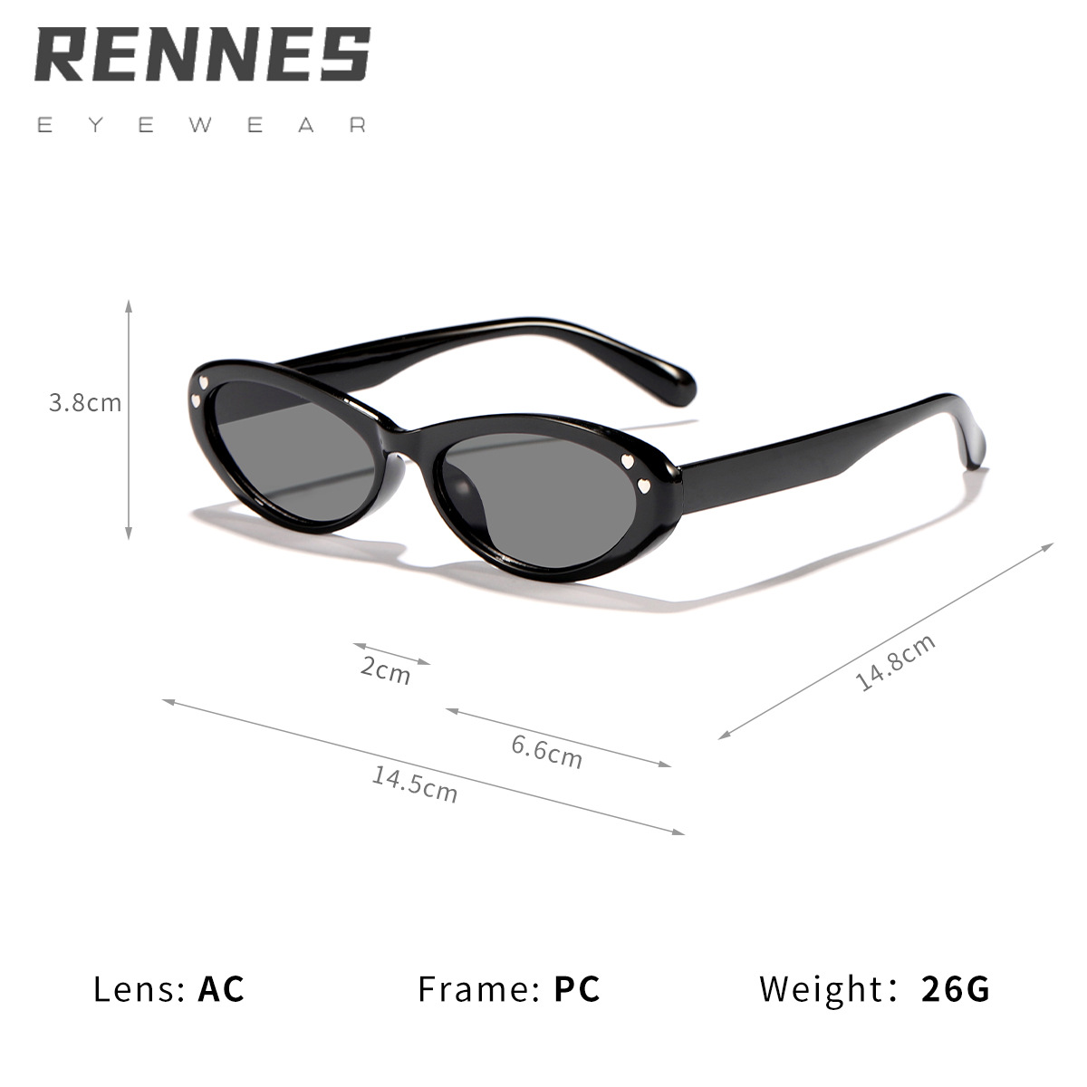 Gafas de sol de alta gama para hombres y mujeres con uñas de arroz en forma de corazón ovalado retro Tendencia de la moda europea y americana Gafas de sol con protección UV