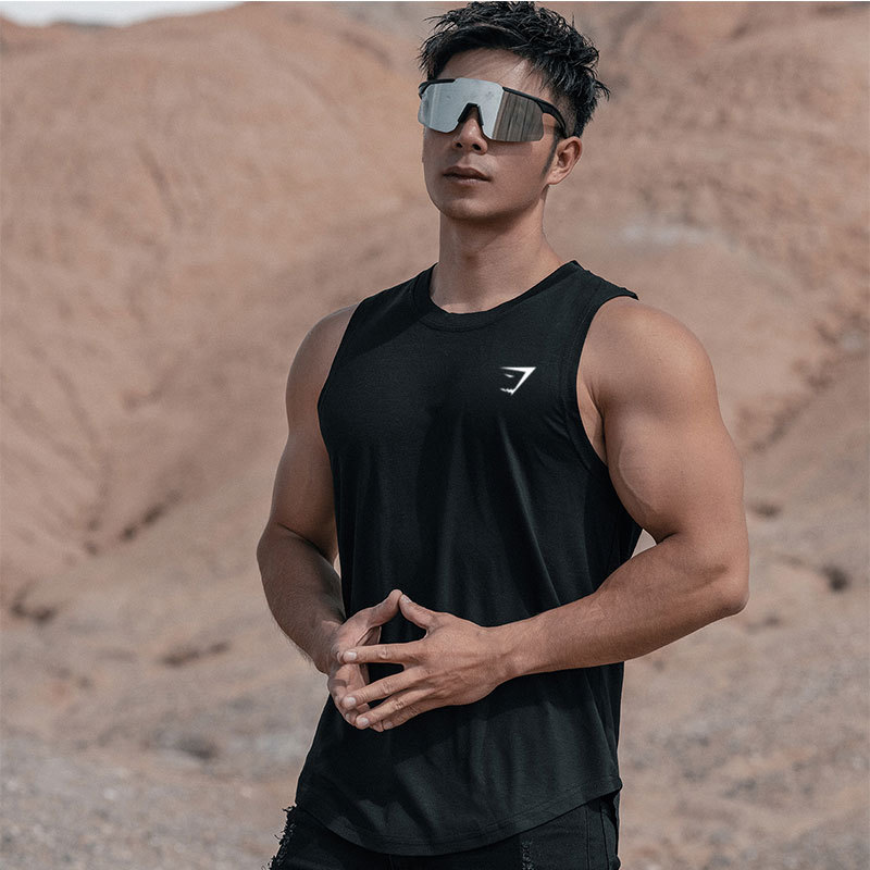Gymshark Shark Cross-Border Independent Station Fitness Vest Men's Sports Training Muscle Elastic Sleeveless Vest
